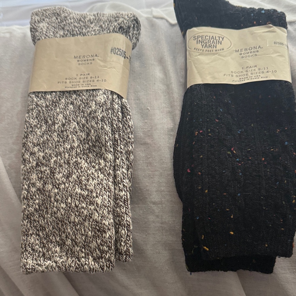 Women’s Merona Marled Gray and Black Speckled Crew Socks - 2 Pairs size 9-11